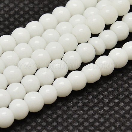 Opachi di colore solido perle tonde vetro fili GLAA-F032-8mm-01-1