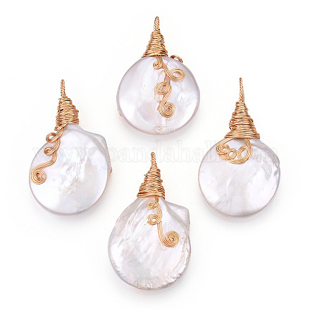 Ciondoli di perle keshi con perle barocche naturali PEAR-N020-L38-1
