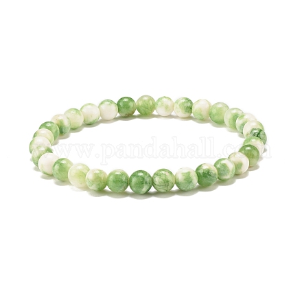 Stretcharmband mit runden Perlen aus natürlicher weißer Jade BJEW-JB07968-04-1