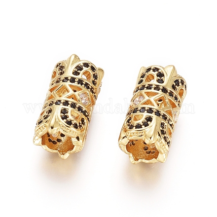 Brass Micro Pave Cubic Zirconia European Beads OPDL-L016-03A-G-1
