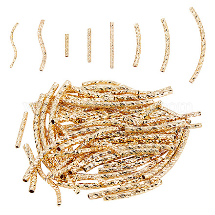BENECREAT 8Pcs 8 Style Rack Plating Brass Straight & Curved Tube Beads KK-BC0009-12-1