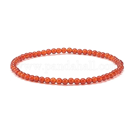 Mini bracelets extensibles en perles d'agate rouge naturelle BJEW-JB07669-05-1