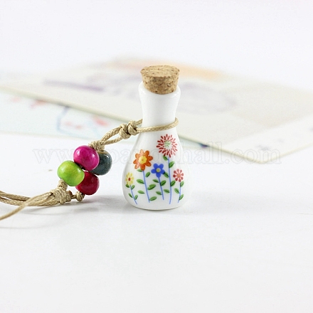 磁器の香水瓶のネックレス  ペンダントネックレス  カラフル  13.78~23.62インチ（35~60cm） PW-WG11337-09-1