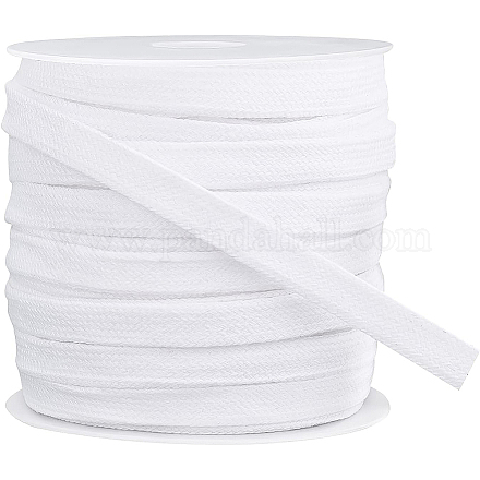 Benecreat25m二重層フラットコットンコード  中空綿ロープ  衣類用アクセサリー  ホワイト  11x1.2mm  25 m /ロール OCOR-BC0001-74D-1