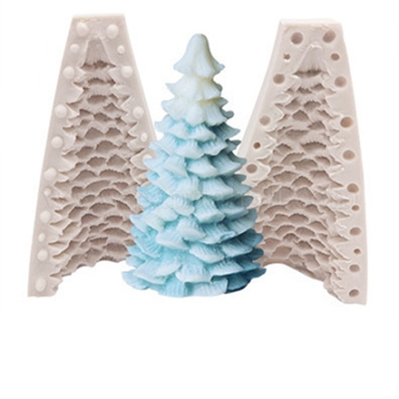 3d árbol de navidad diy vela dos partes moldes de silicona CAND-B002-01B-1
