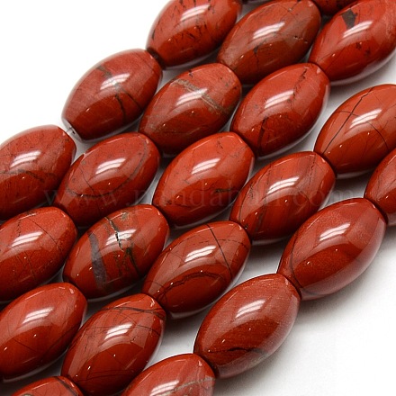 Oval Natural Red Jasper Beads Strands G-P062-08-1