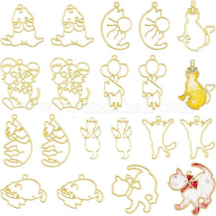 20 шт. 10 стильных больших подвесок из сплава с открытой задней частью FIND-OC0001-57-1