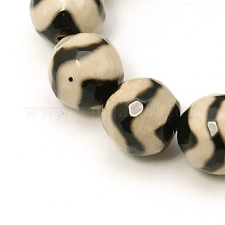 Motif de vague de style tibétain perles dzi TDZI-G002-10mm-08-1