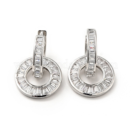 Boucles d'oreilles pendantes à double anneau entrelacées en zircone cubique transparente EJEW-F288-12P-1