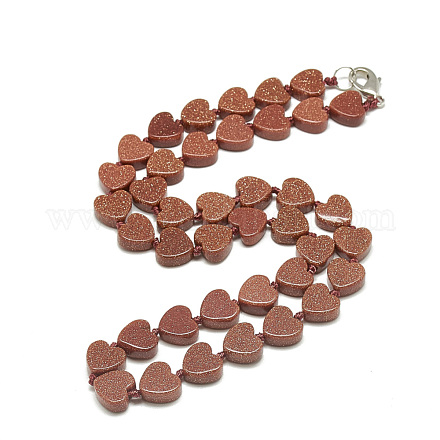 Colliers avec perles en goldstone synthétique NJEW-S403-08-1