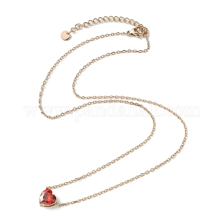 Collier pendentif en verre coeur rouge AJEW-Z025-03RG-1