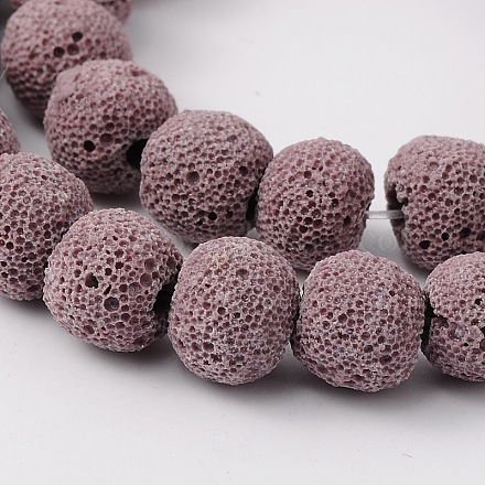 (vente de stock pour les fêtes) brins de perles de lave synthétiques rondes G-N0116-10mm-16-1