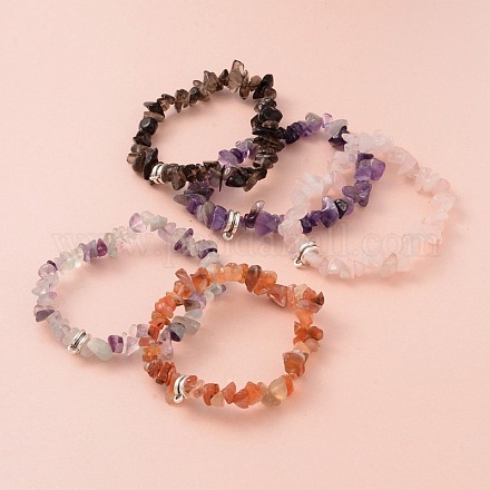 Puce pierres précieuses naturelles bracelets de perles stretch BJEW-JB02148-1
