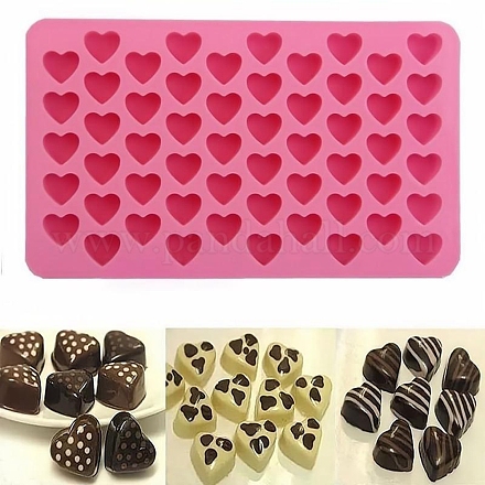 食品グレードのシリコンモールド  フォンダン型  DIYケーキデコレーション用  チョコレート  キャンディモールド  ハート  ランダム単色またはランダム混色  182x108x12mm X-DIY-E018-17-1