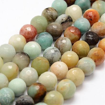 Faceted Natural Flower Amazonite Beads Strands G-F364-13-10mm-1