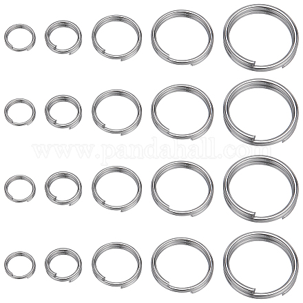 Sunnyclue 400 pz 5 stili 304 anelli divisi in acciaio inossidabile STAS-SC0005-95-1