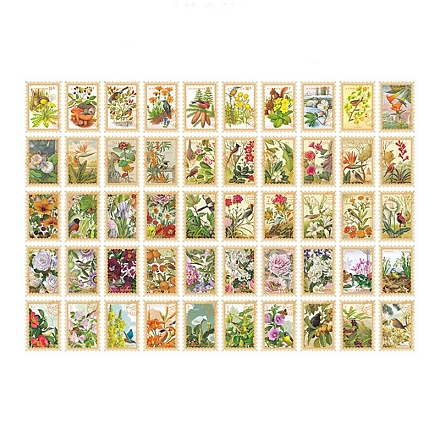 100pcs 50 styles d'autocollants décoratifs de timbres sur le thème de l'automne STIC-PW0002-013C-1