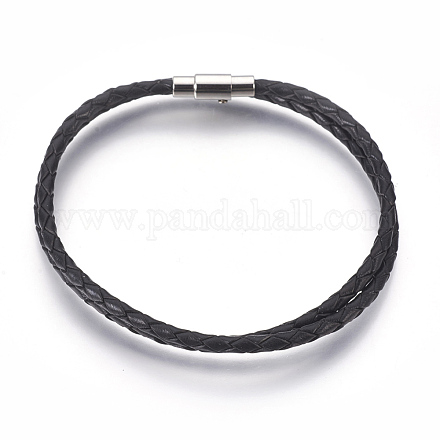 Cuero trenzado cordón envolver pulseras / collares BJEW-JB03918-01-1