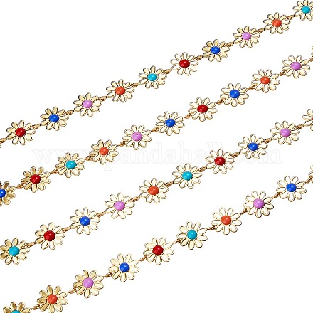 Cadenas de eslabones de flores de esmalte de latón de 2 m CHC-SZ0001-35-1