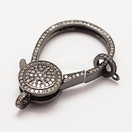 Long-Lasting Plated Brass Micro Pave Grade AAA Cubic Zirconia Lobster Clasps ZIRC-G090-40B-NR-1