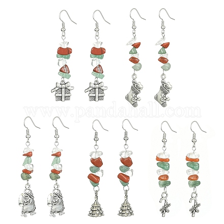 Boucles d'oreilles pendantes en alliage de style tibétain EJEW-JE05307-1
