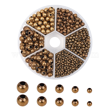 Ph pandahall 1150pcs 5 größen glatte Abstandsperlen antike bronze winzige Abstandsperlen lose perlen für schmuckzubehör (2.4mm KK-PH0036-61AB-1