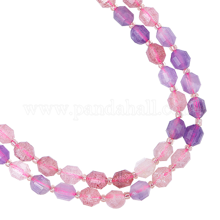 ARRICRAFT Natural Rutilated Quartz & Strawberry Quartz Beads Strands G-AR0003-26-1