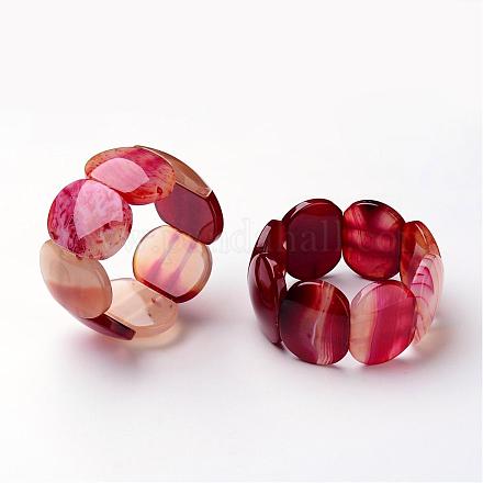 Bracelets extensibles avec perles en agate naturelle BJEW-G507-03-1