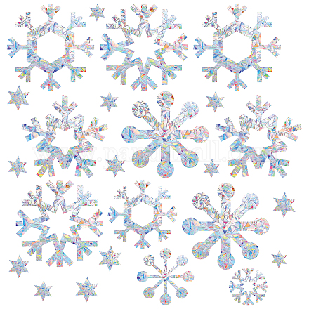 GORGECRAFT 22pcs Snowflake Window Clings Flower Rainbow Window Glass Alert Stickers for Birds Strike Star Christmas Decals Non Adhesive Prismatic Vinyl Film for Sliding Doors Windows Glass DIY-WH0256-094-1