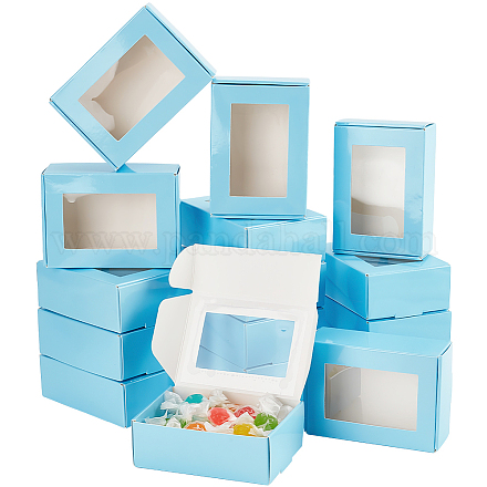 Ph pandahall 20 pz scatola per biscotti blu con finestra scatola per dolcetti scatola per dolcetti in carta kraft scatola per dolciumi scatola per ciambelle individuale per natale festa di nozze halloween 8.7x6.2x3.2 cm/3.4x2.4x1.2 pollici CON-WH0084-62A-1