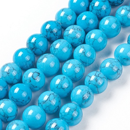 Filo di perline turchesi sintetici G-E525-10mm-01-1