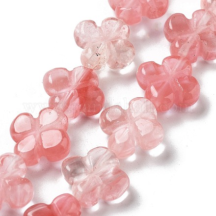 Chapelets de perles en verre de quartz de cerise G-P520-A05-01-1