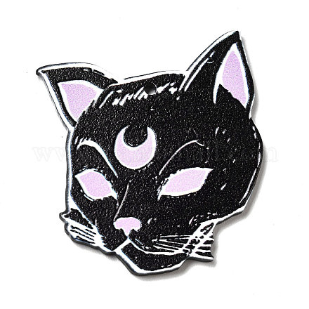 ハロウィンアクリルパーツ  diyのイヤリングパーツ  猫  ブラック  42x36x2mm  穴：1.8mm SACR-G017-06-1