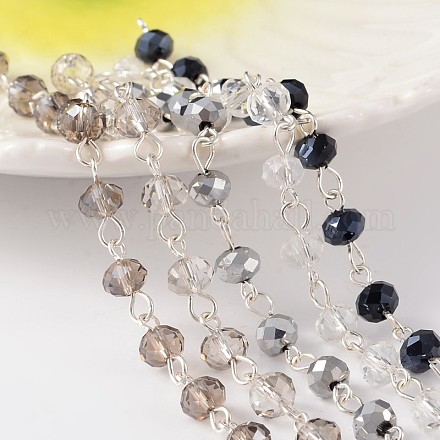 Handmade Glass Beaded Chains for Necklaces Bracelets Making AJEW-JB00171-1