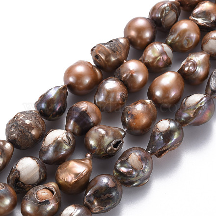 Naturales keshi abalorios de perlas hebras PEAR-S021-177B-1
