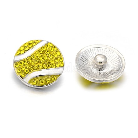 Rondes émail en alliage bijoux en strass boutons pression à plat SNAP-D003-16A-NR-1