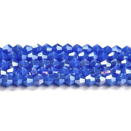 Brins de perles de verre galvanisées de couleur unie opaque GLAA-F029-P4mm-A11-1