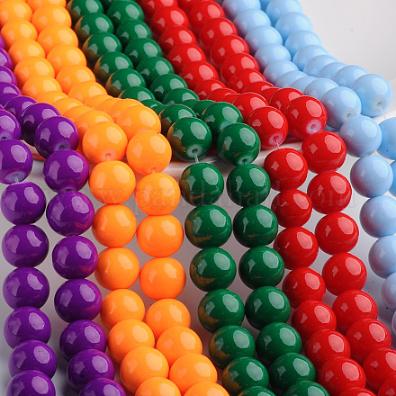 Chapelets de perles en verre peintes DGLA-S071-10mm-M-1