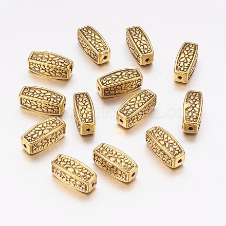 Perles ovales en alliage de style tibétain doré antique sans plomb et sans cadmium X-GLF0162Y-1