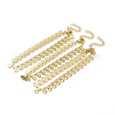 Brass Link Chain Bracelet for Women BJEW-A124-01G-1