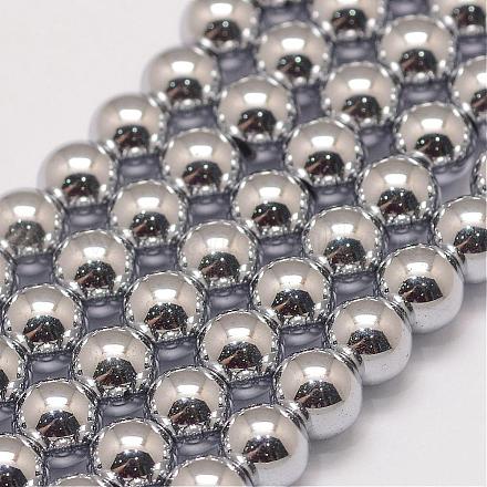 Hilos de perlas de hematites sintético magnéticos de grado AA G-P258-05-8mm-1