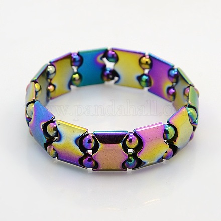 Electroplated Magnetic Hematite Stretch Bracelets for Valentine's Day Gift BJEW-M066-07-1