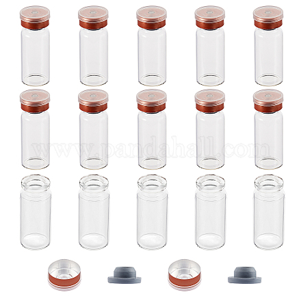 OLYCRAFT 50 Pack 10ml Vials-Transparent Glass Headspace Vials 0.3oz with Aluminum Flip Off Caps and Rubber Stoppers MRMJ-OC0001-12-1