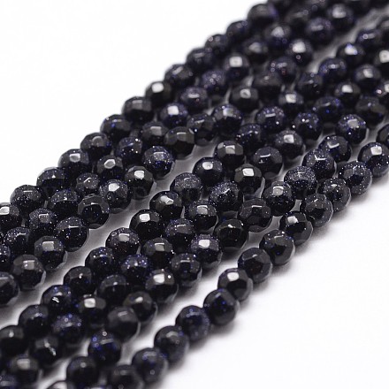 Chapelets de perles en pierre d'or bleue synthétique G-D840-14-6mm-1