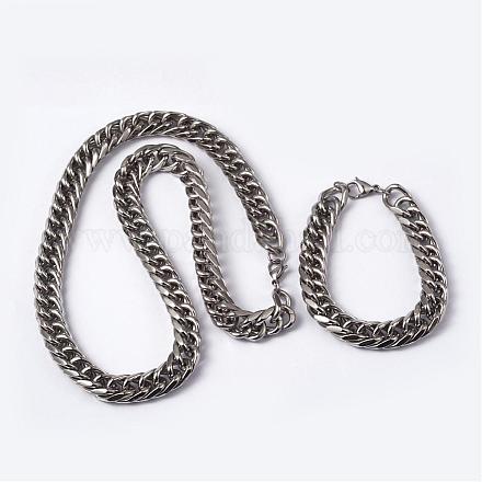304 joyas de cadena de eslabones cubanos de acero inoxidable SJEW-L178-05-1