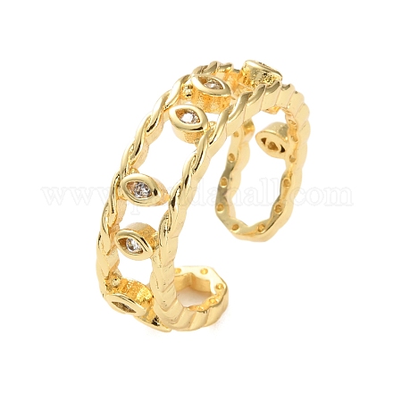 Открытые манжеты из латуни с микро-паве и кубическим цирконием для женщин RJEW-U026-01G-03-1