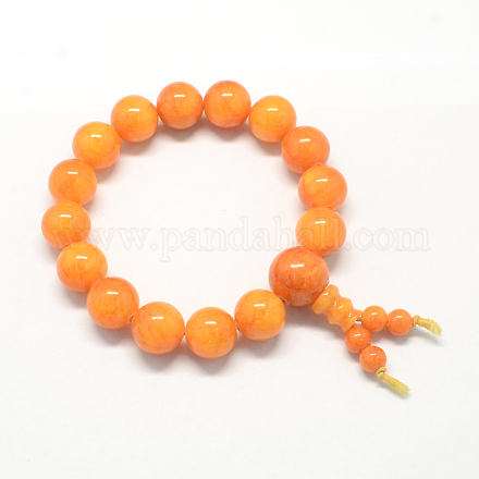 Natural Buddha Meditation Yellow Jade Beaded Stretch Bracelets BJEW-R041-12mm-01-1