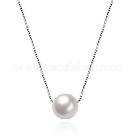 925 libra esterlina collares de abalorios concha de plata de la perla NJEW-BB18741-1