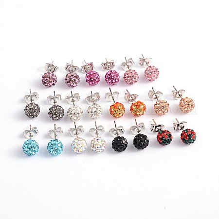 rhinestone ball stud earrings