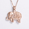 Vintage African Elephant Stainless Steel Pendant Necklaces for Women, Rose Gold